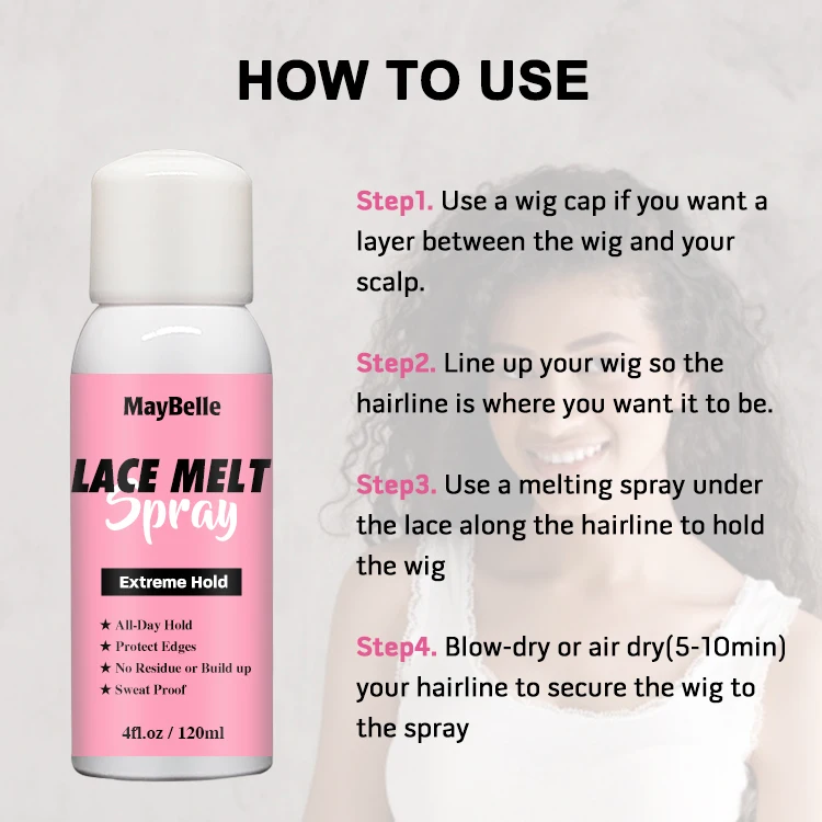 Private Label Fast Dry Lace Bond Long Lasting Protect Edges Natural Look Lace Melting and Holding Spray For Lace Front Wig