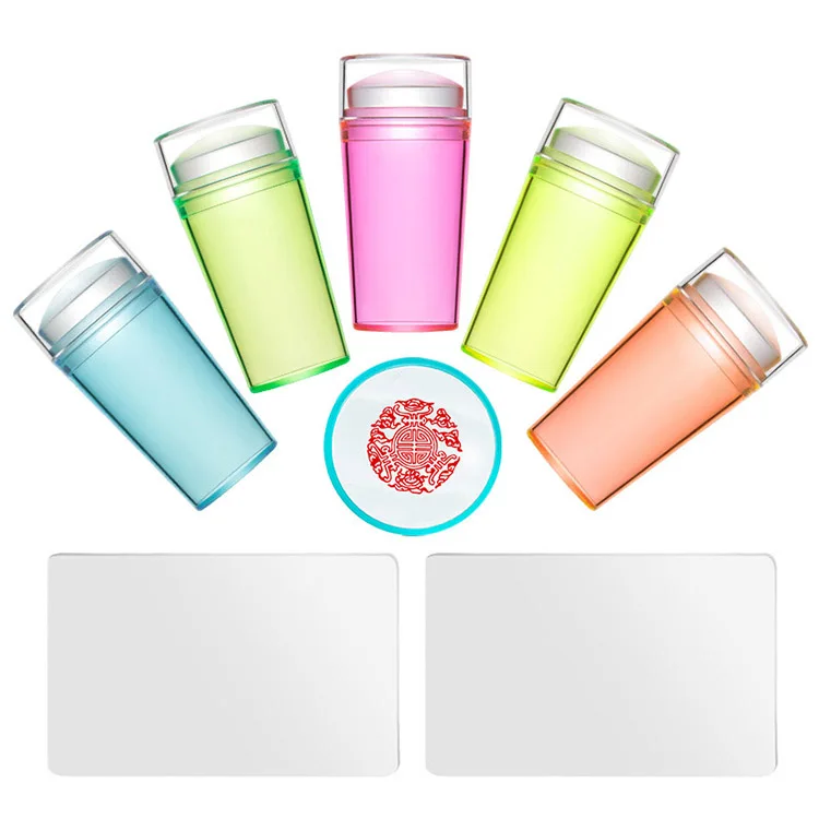 
High Quality Transparent Nail Printer Art Stamper With Scraper Set Jelly Silicone Head Stamping Plates Tools 