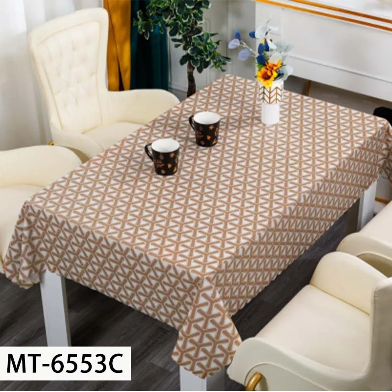 Rectangle Vinyl Tablecloth Waterproof Heavy Duty Oil Proof  PVC Table Cover with Flannel Backing for Kitchen, Dining