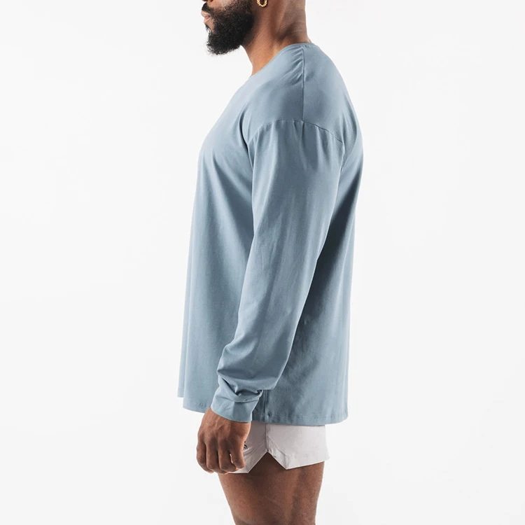 custom oversized long sleeve gym tshirt gym 95 cotton 5 elastane men sport t-shirts