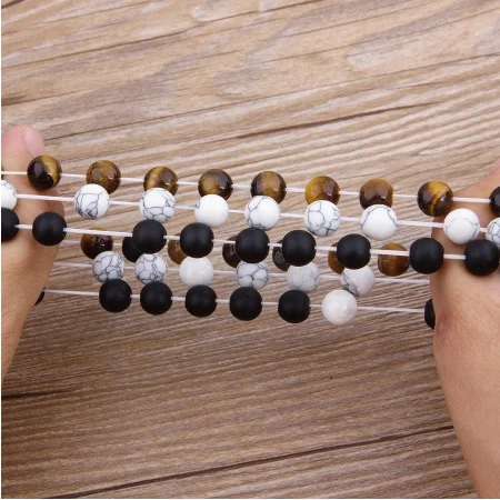 7 Style Couples Distance Bracelet Natural Stone Yoga Beaded for Men Women Friend Gift Charm Strand