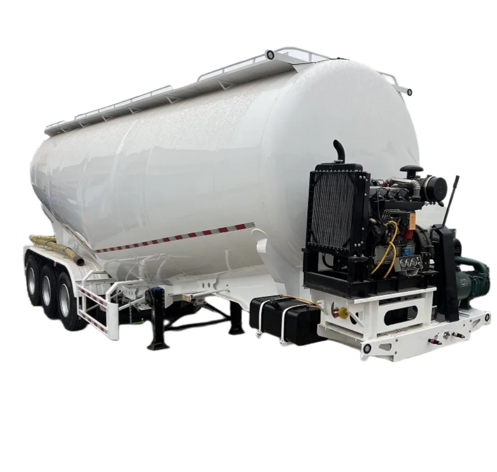 Powder Bulker Tank Truck V Type Dry Bulk Cement Tanker Semi-trailer Carbon Steel and Aluminium 12R22.5 White Truck Trailers