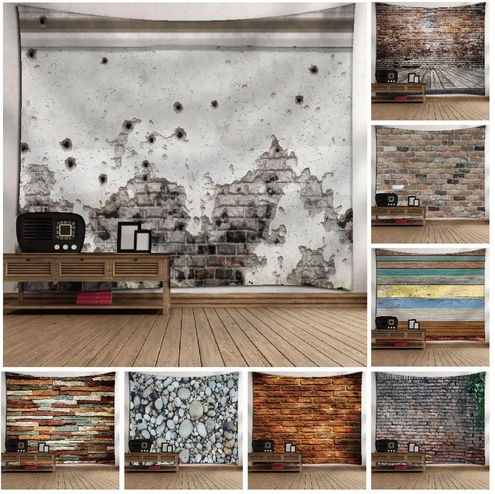 Digital Printing Polyester Custom  Wall Hanging Brick Tapestry 80*60 Inch