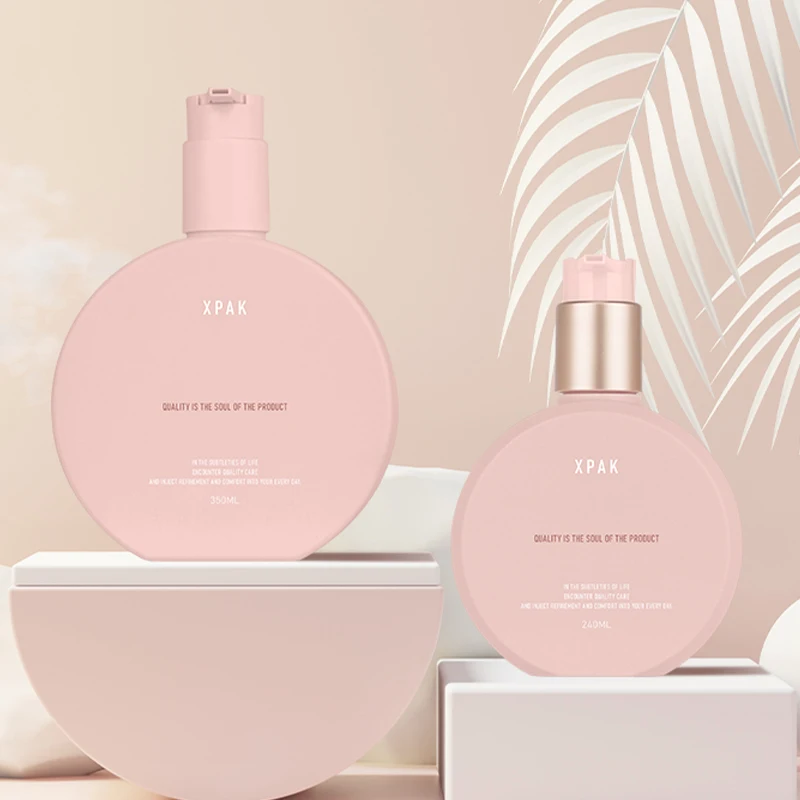 Customized 240/350ml PETG body oil bottle plastic shampoo lotion pump bottle packaging shower gel bottle