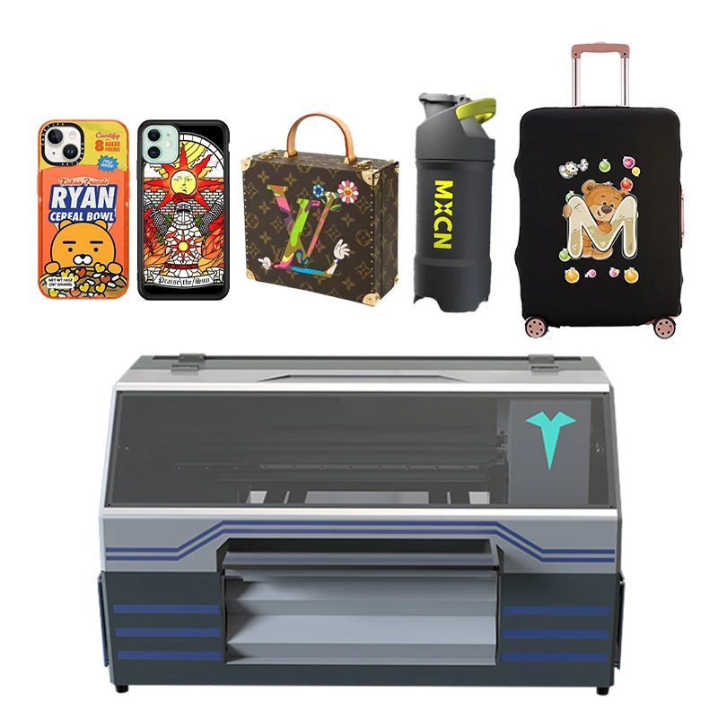 UV printer Double head DTF flat self-adhesive PVC card cup T-shirt printing 3D mobile phone case large format printing machine