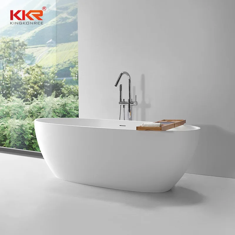 KKR White Matte Stone Resin Bath Tub Solid Surface Bathtubs