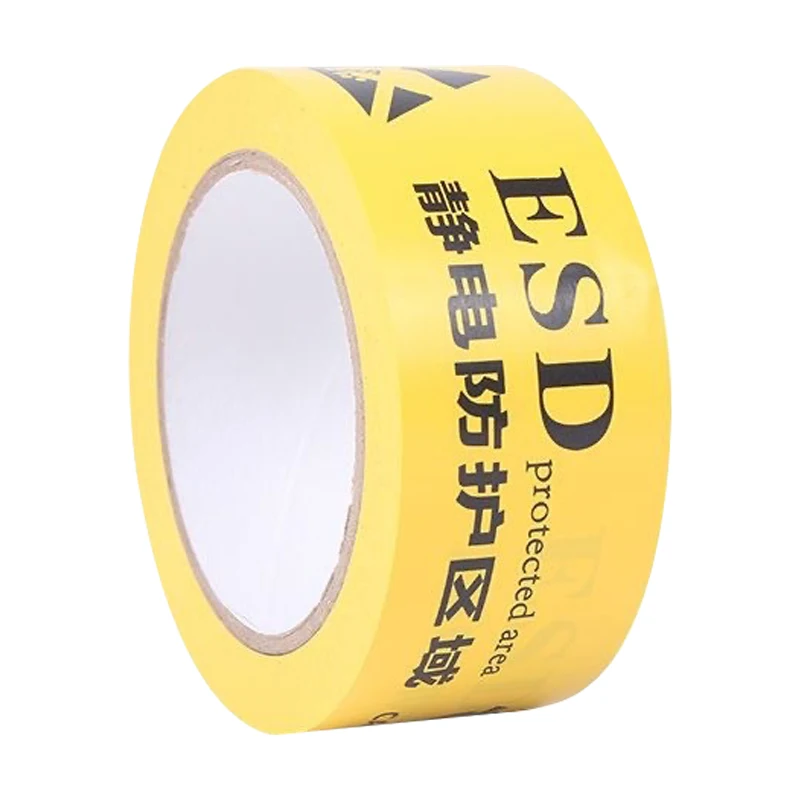 Yellow Color BOPP Film Floor Area Marking Warning Caution Low Static Anti-Static ESD Protection Self Adhesive Tape