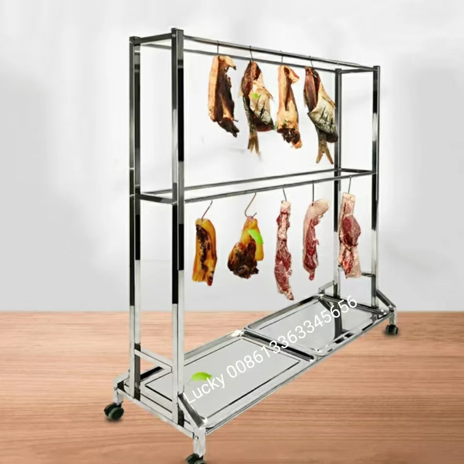 hot selling metal stainless steel rack frame hanger trolley cary for pork meat beef preserved meat bacon sausage duck goose