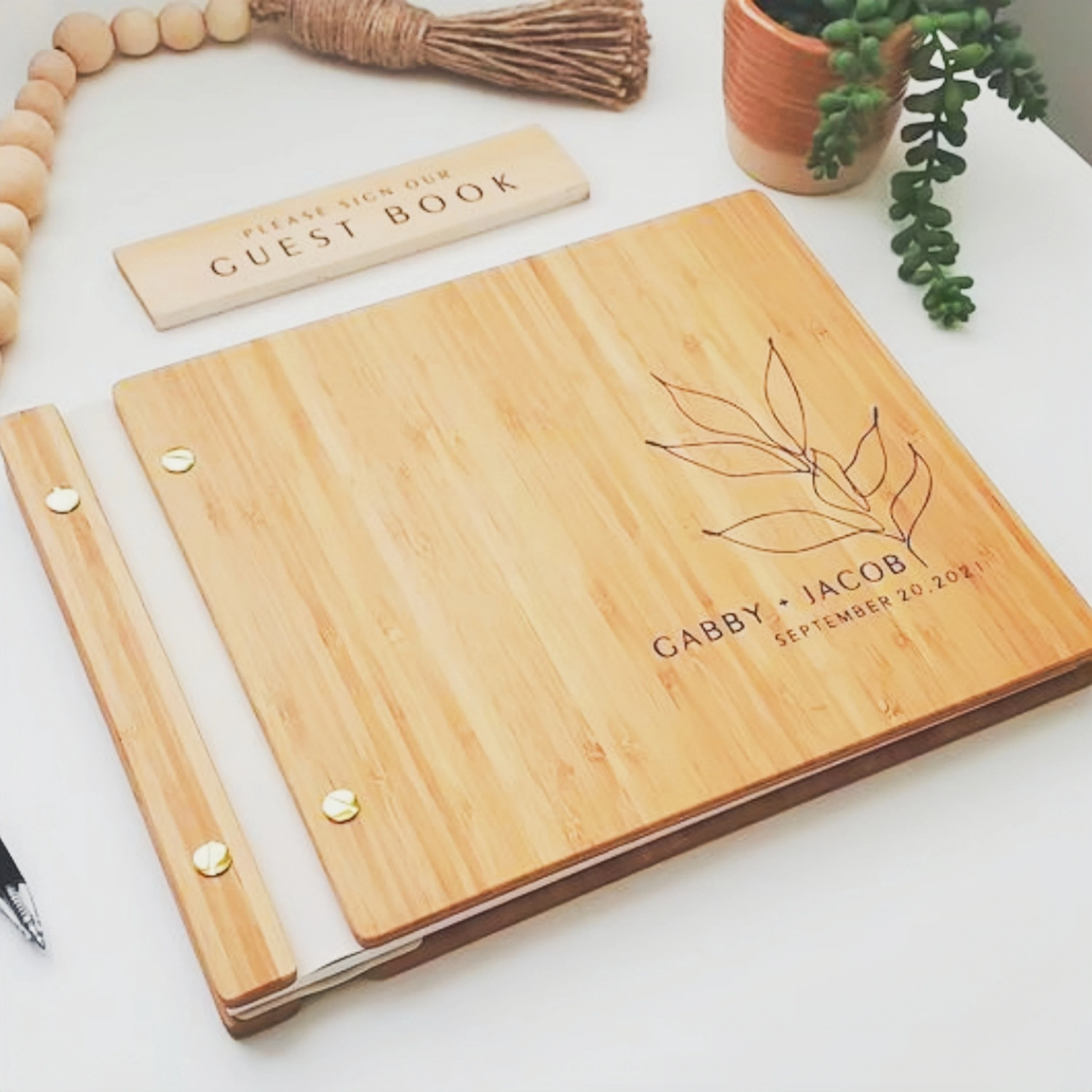 New Design Wedding Guest Sign Wedding Register Wooden wedding note book signing book