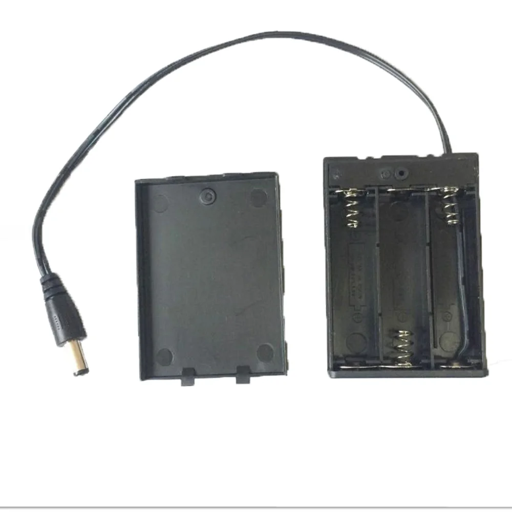 4.5V 3*AA Plastic Battery Case Storage Box Holder With 5.5 X 2.1 DC Power Plug and OFF/ON Switch