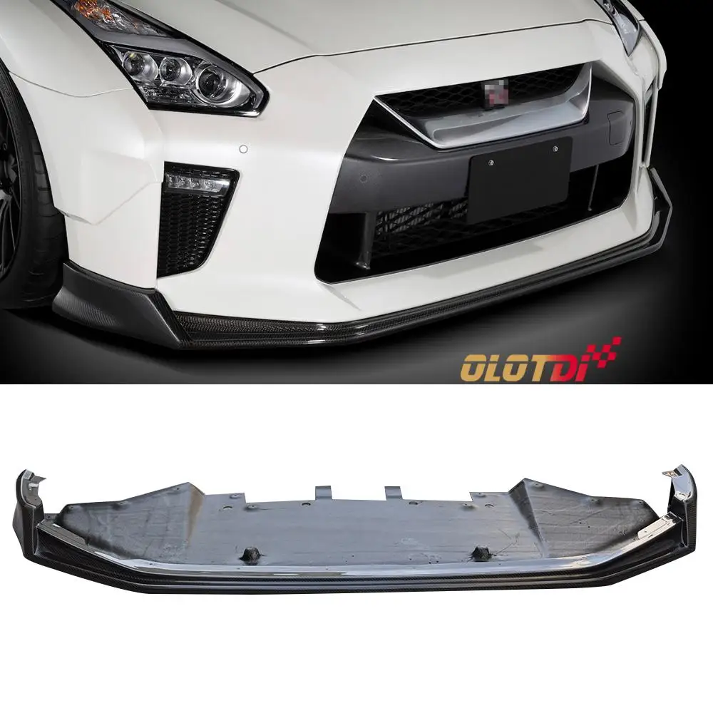 For Nissan GTR R35 2017-2023 Carbon Fiber BLZ Front Spoiler  Bumper Chin Extension Lip Apron Splitters Auto Tuning