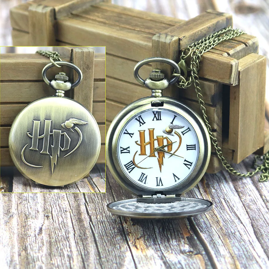 Bronze Pocket Watch Fashion Quartz Pocket Watches Necklace FOB Chain Pendant Gifts Pocket Watch for Men Women