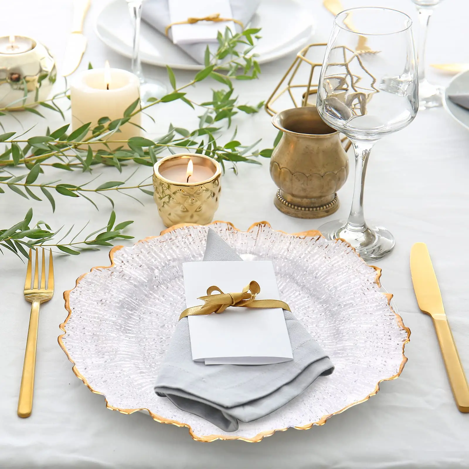 13 inch clear acrylic gold charger plate chargers wedding dinner plate decorative ins golden plastic charger plates event party