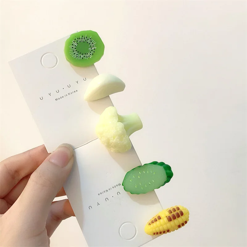 New Arrival Simulated Food Hairpins Vegetable Acrylic Hairpins Kelp Cauliflower Garlic Cucumber Spoof Hair Clips Accessories