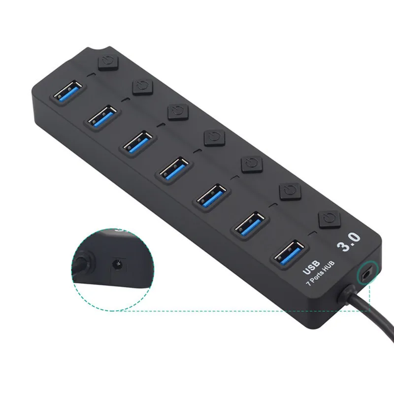 USB Hub 3.0 High Speed 4 / 7 Port USB 3.0 Hub Splitter with On/Off Switch