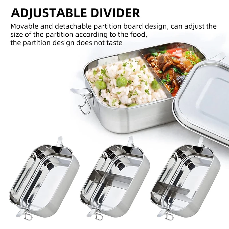 Custom Logo Stainless Steel Lunch Box with Clip Leak-Proof Bento Food Container for Adults and Teenagers Preserves Freshness