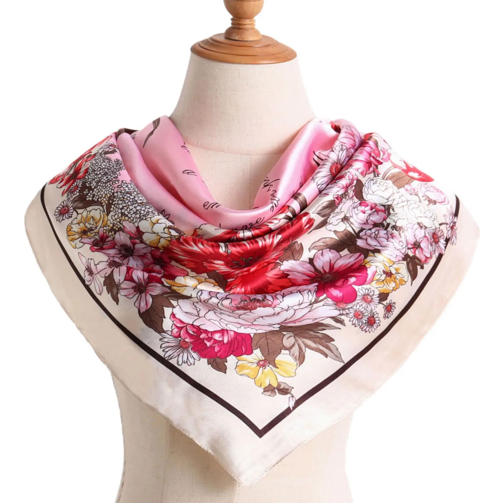 Wholesale Brand Printing Silky Scarf Head Bandana Scarves Luxury Women Square Silky Polyester Head Scarves for Women
