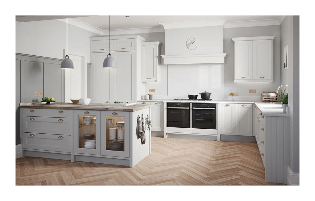 Modern luxury pantry kitchen cabinet units island white shaker wood hutch cabinet doors