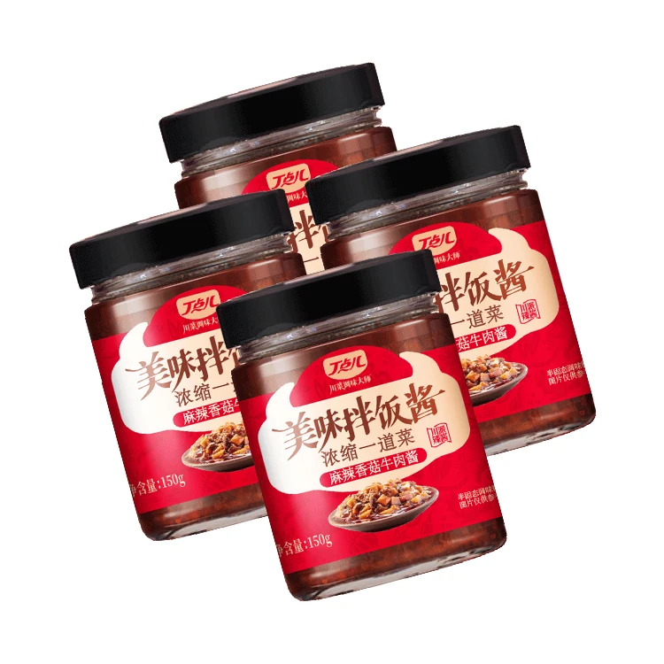 Spicy chili hot chilli mushroom beef sauce for rice or noodles