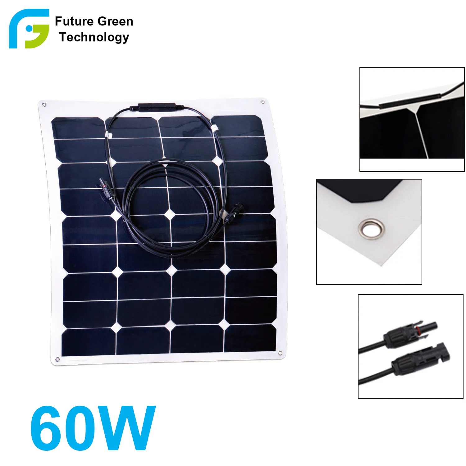 High-Efficiency 60W Flexible Monocrystalline Silicon Solar Panel Low-Cost Green Energy Source Car Phone Charrs Battery Charging