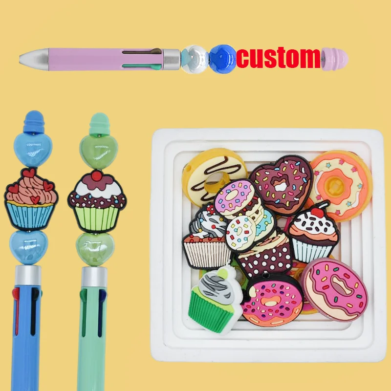 Glow Pvc Charms Led Focal Charms For Pens Making Beads Silicone Focal Beads For Pen Making Custom Silicone Focal Beads