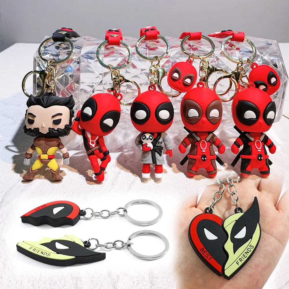 Silicone 3D Cool Cartoon Dead Pool Keychain Marvell Doll Pendant Boy Gift Key Chain Rubber Car Key Backpack Accessories Keychain