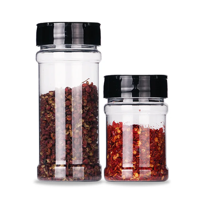 Plastic Seasoning Bottle with Customized Color Lid, Clear and Safe Plastic Seasoning Bottle Storage Seasoning Plastic Bottles