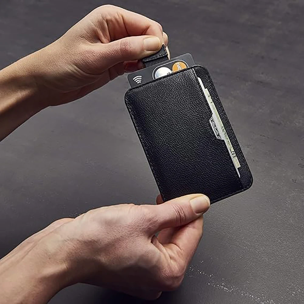 pull tag card holder supplier slim RFID blocking men business manimalist card holder