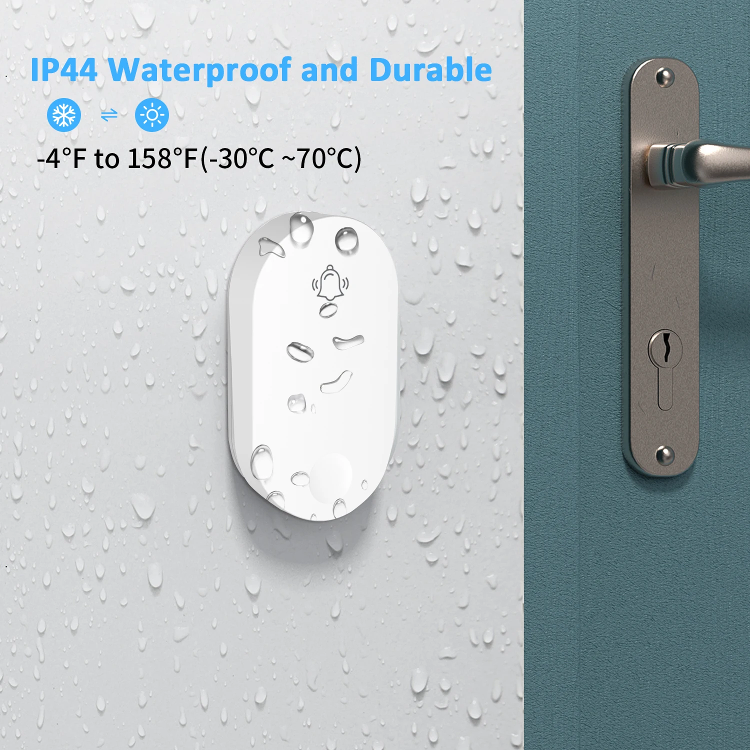 No Battery Required 1 transmitter  2 receiver Wireless Doorbell Door Chime  Waterproof Self-powered Wireless Doorbell