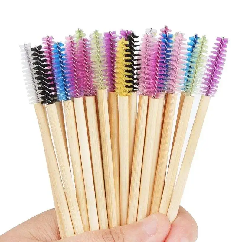 Eco-Friendly Bamboo Handle Eyelash wands Lash Spoolies Bamboo Lash Brushes
