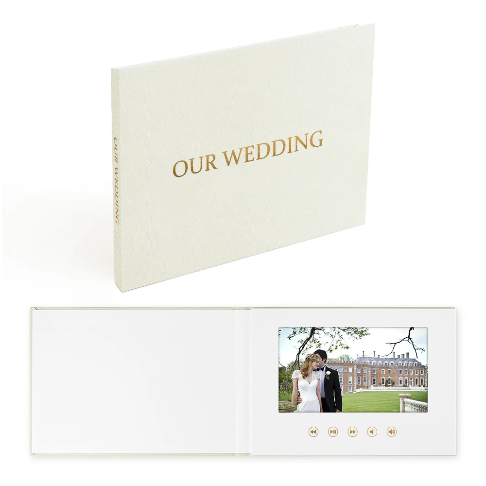 Digital Greeting Card Gift with Mailing Box for 7 inch Memories Anniversary Christmas Our Wedding Gold Foil Play Video and Photo