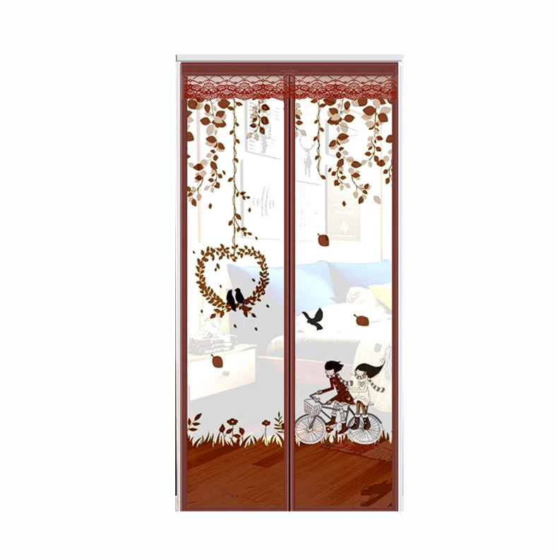 Anti bugs fly factory sells hands free painted mosquito customizable repellent magnetic net door curtain with magnet on door