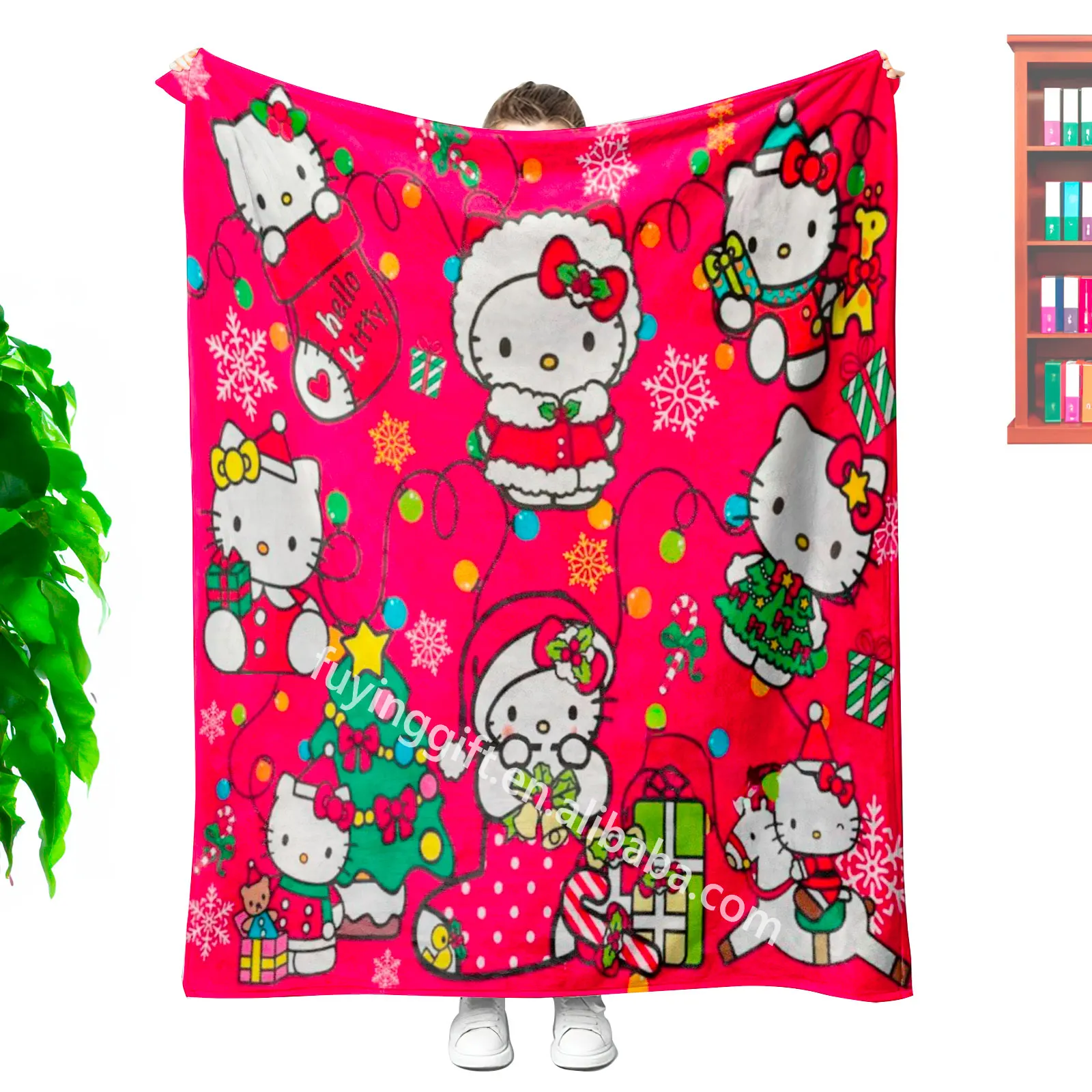 Low MOQ Customized Printing Cartoon Christmas Gifts Flannel Fleece Blanket Travel Throw Towel Blankets