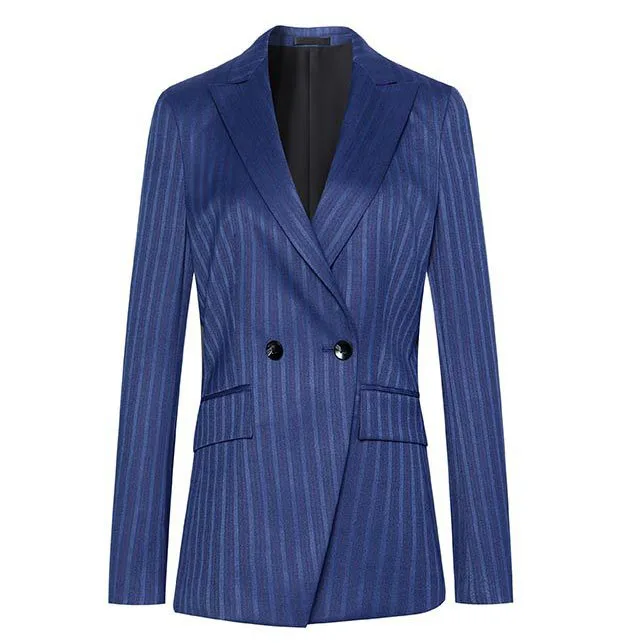 Popular Blue Striped Business Suit Office For Formal Women Summer Professional Formal Wear Office Suit