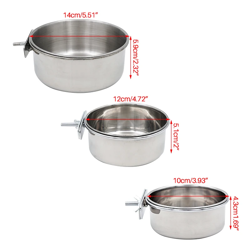 Высококачественная миска для кормления птиц из нержавеющей стали с зажимом