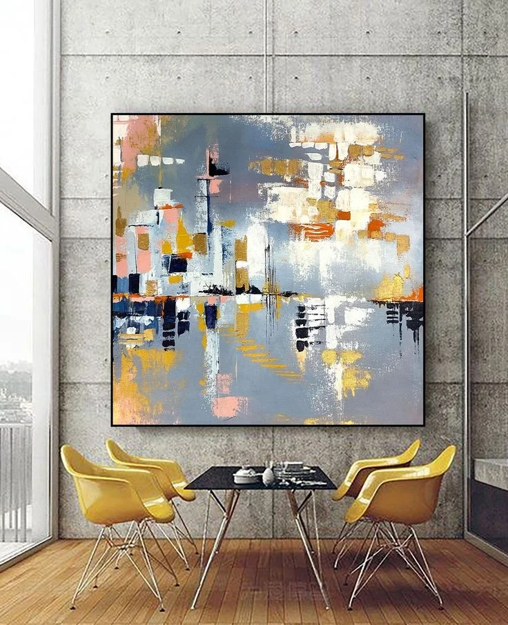 Modern Wall paintings Art Handmade Abstract Gold Foil Oil Painting on Canvas