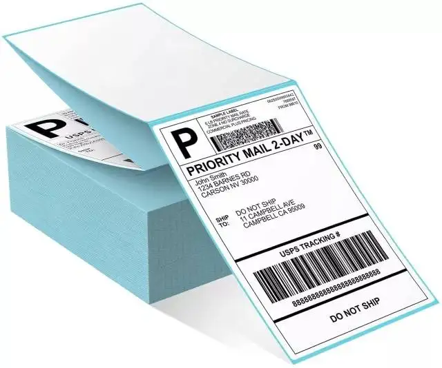 4*6 Inch Blank Thermal Adhesive  Sticker Paper roll 500pcs Fanfold A6 waybill Shipping Labels