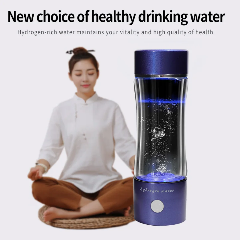 Ionizer Maker Hydrogen Water Bottle Generator Custom Logo Health Care 300ml Battery Stand Plastic Nano Bubble Generator Cold 5.0