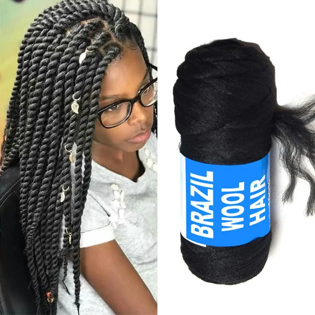 Wholesale Brazil Gold Black Bulky Brazilian Wool Hair Yarn for Knitting Hair Braiding Hair extension