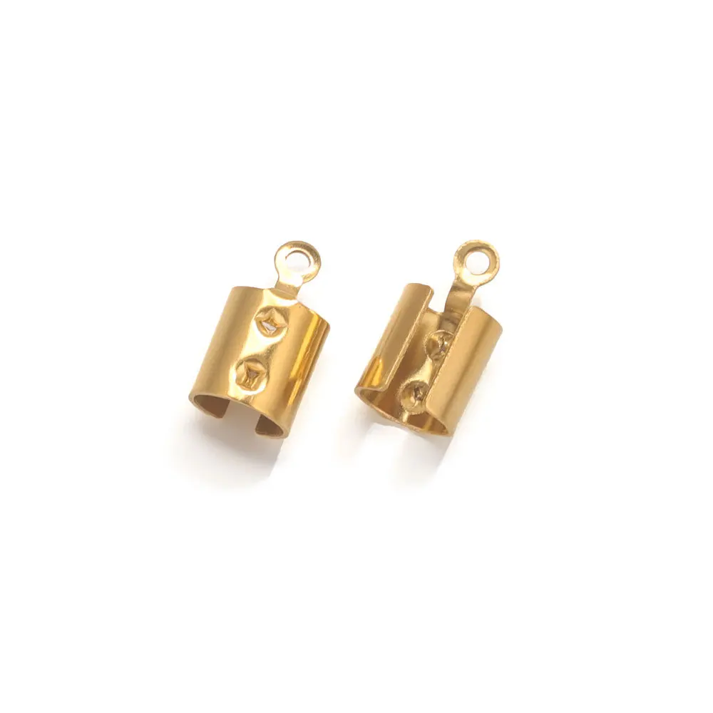 Stainless Steel Gold Plated Cord End Clip Clasp Bucket Chain Leather Rope Fastener Crimp Buckle Connector For DIY Jewelry Making