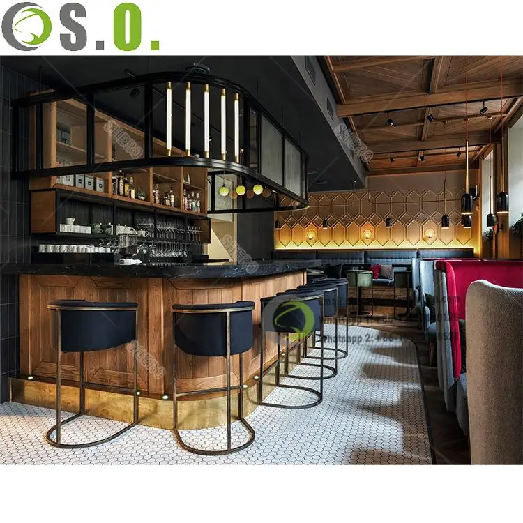 Wood Interior Design Whiskey Wine Display Cabinet bar Wine Display showcase Decoration