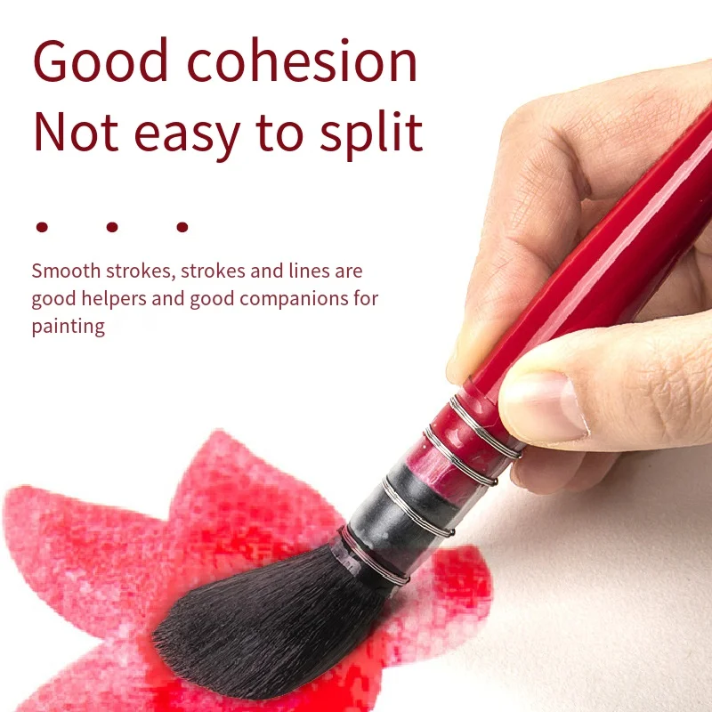 paint brush set 9 pcs red wooden handle Mop Round Squirrel Hair watercolor Paint Brush Set for Art Painting,