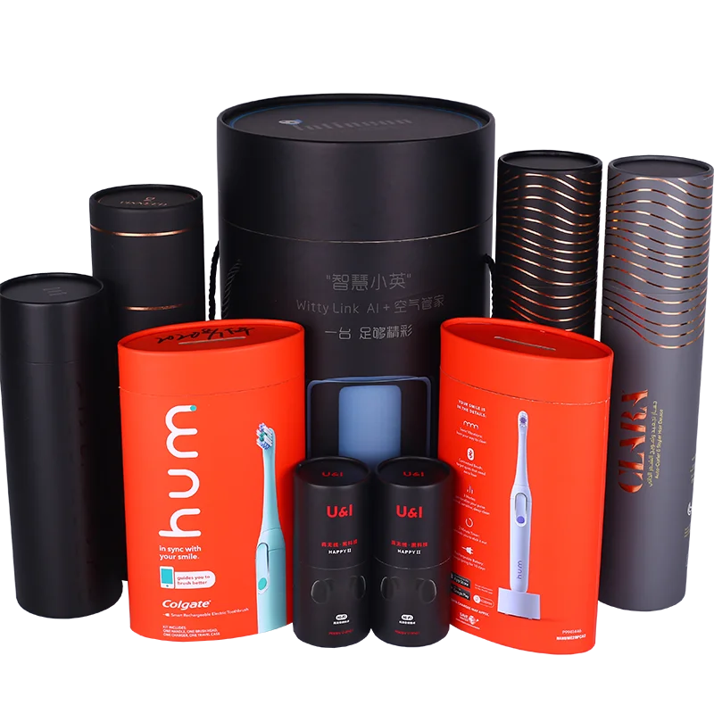 Custom size eco-friendly cylinder cardboard stereo led mini light paper tube rainbow light packaging  box