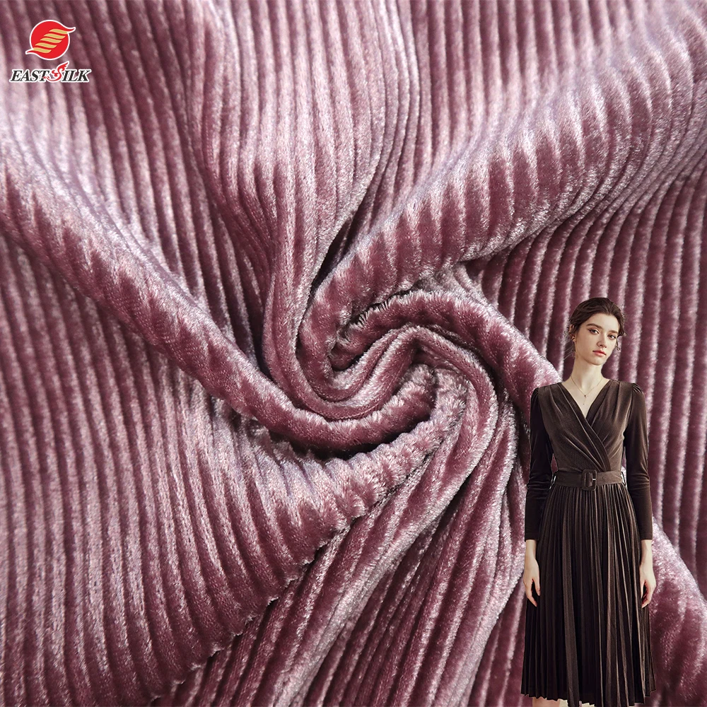 High quality stretch velour pleated crinkle polyester black tour velvet crush fleece christmas fabric garment fabrics for dress