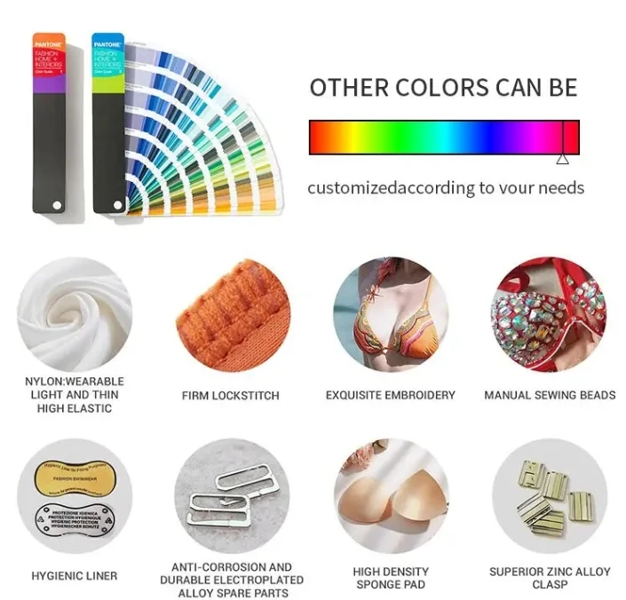 Custom Logo Sexy Sling Big Bust Swimsuit Manufacturers Mujer Luxury Strapless Satin Bikini Set Swimwear 2024