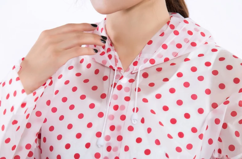 
Red Dot Thick Plastic Branded Couple Foldable Rain Coat Costume, Impermeable Advertisement Raincoat Cloth, Poncho Adult 