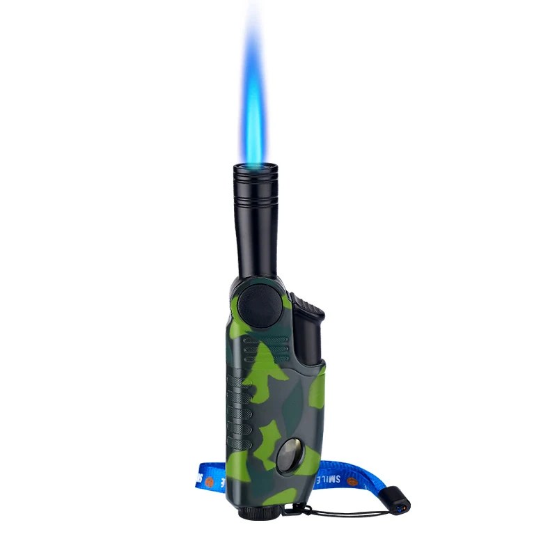 Wholesale Windproof Single Flame Jet Lighter Adjustable Metal Plastic Torch for Cigars BBQ Camping Classic Design Gas Lighter