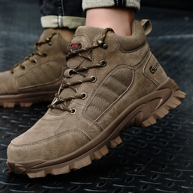 GUYISA high cut industrial safety shoes non-slip rubber sole anti-stab anti-steel toe work boot