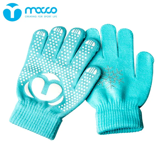 macco figure skating thickened anti-slip diamond-ironing gloves Point molding process Ice dance skating children adult green