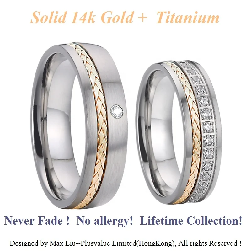 Custom Alliances Designer anillos bague anel Real 14k gold couple Wedding rings set for men and women moissanite diamond ring